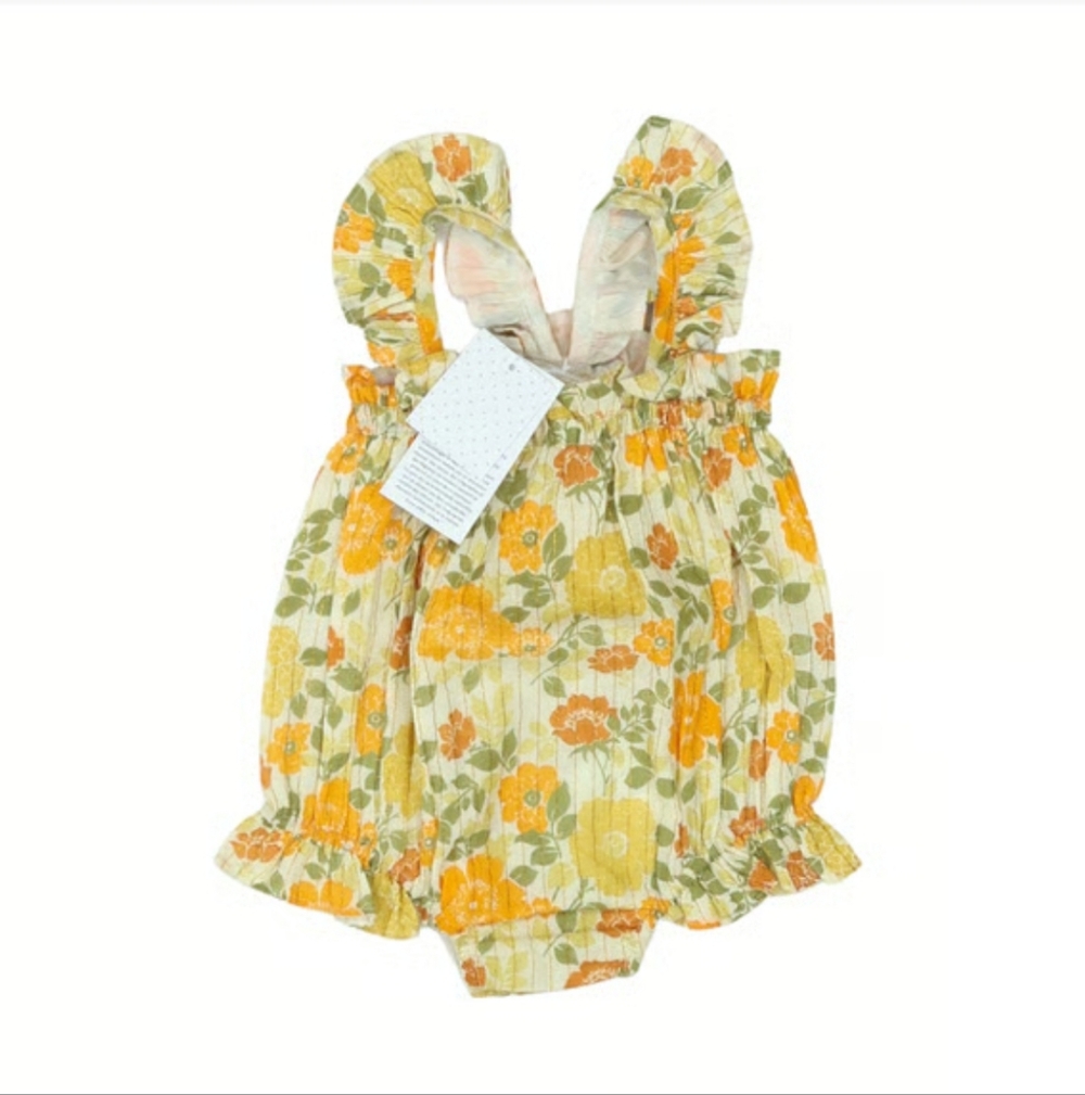 Louise Louise Charming Floral Romper  - Yellow and Orange